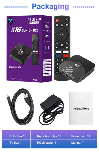 X16 TV Box OTT Network Media Player with 4GB RAM and 32GB ROM Comes with Voice Remote Control